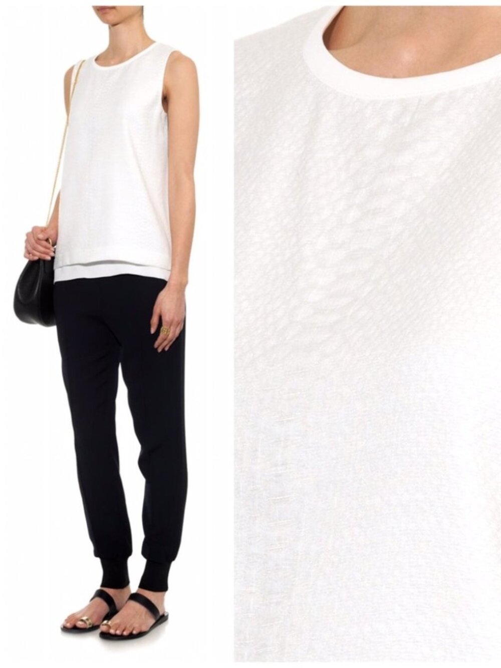 Vince Ivory Snakeskin Jacquard Sleeveless Shell Layering Tank Top Size 12